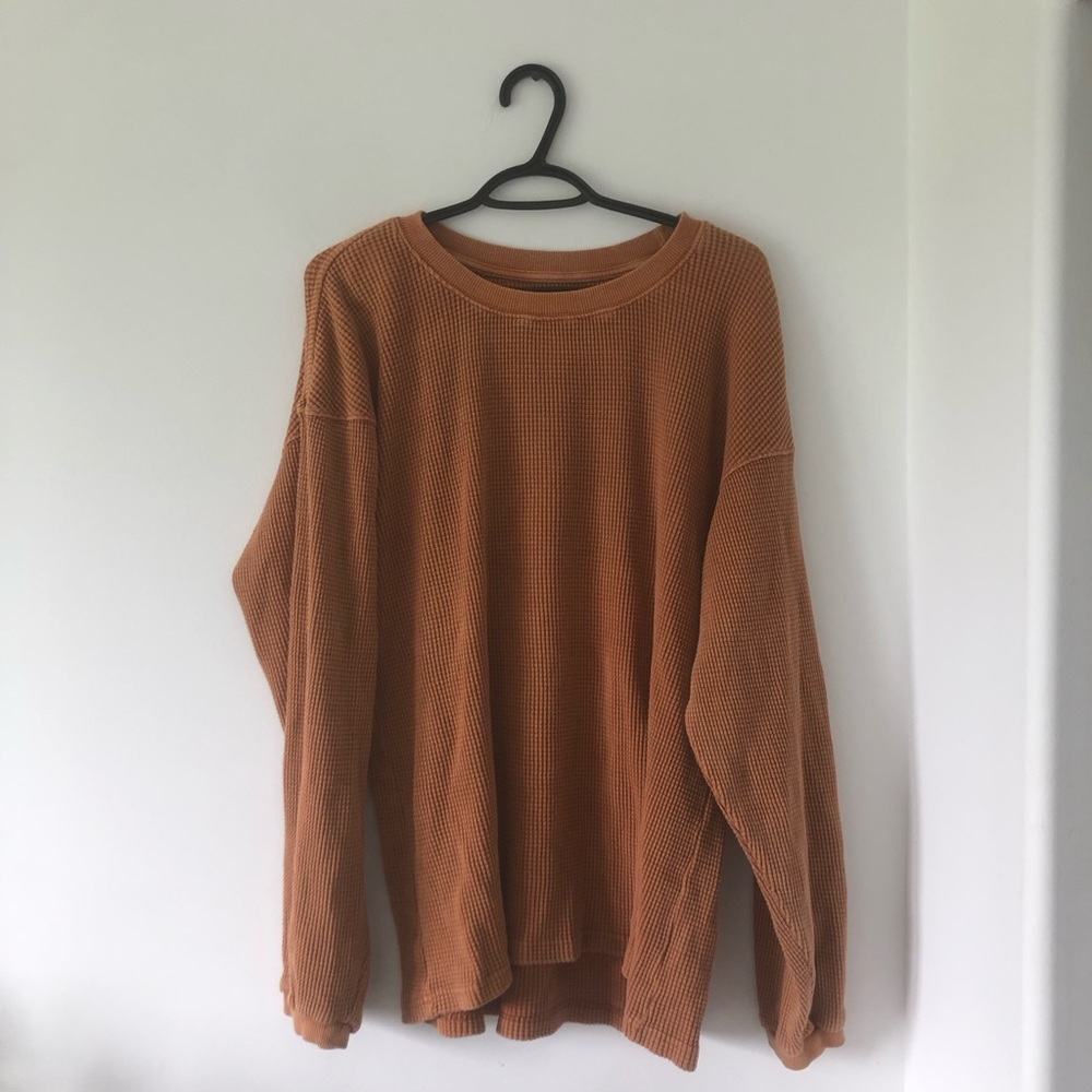 BDG Waffle Crewneck Sweater in Burnt Orange | Size L